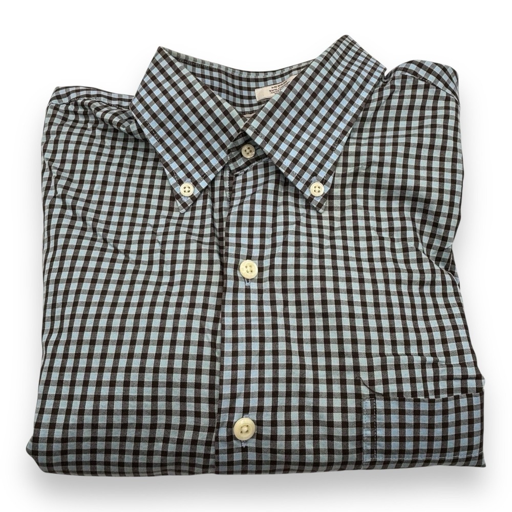 PETER MILLAR BUTTON DOWN  Dress Shirt Checkered Men's Size M Cotton Blue/black